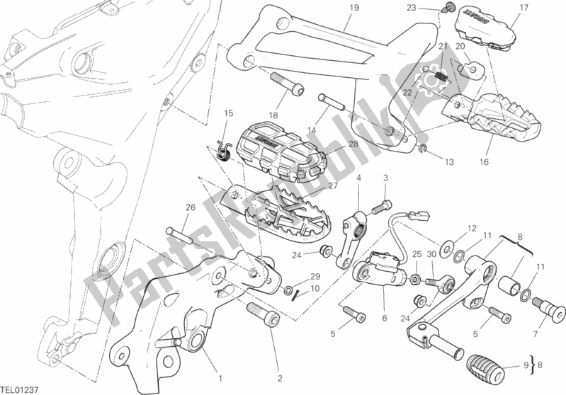 Todas as partes de Apoios Para Os Pés, Esquerdo do Ducati Multistrada 1260 Enduro Thailand 2019